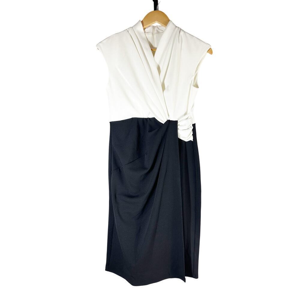 MAGGY LONDON Twist Front Colorblock Sheath Dress Size 0